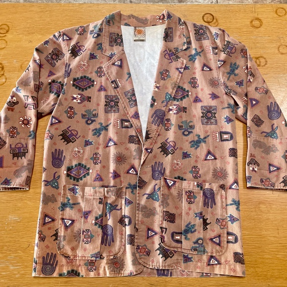Chico's Design Vintage Blazer Cardigan Jacket — Women's 1 – Tribal Aztec Print - Picture 1 of 6
